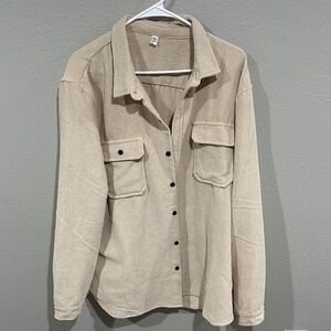Beige Button-Up Shirt